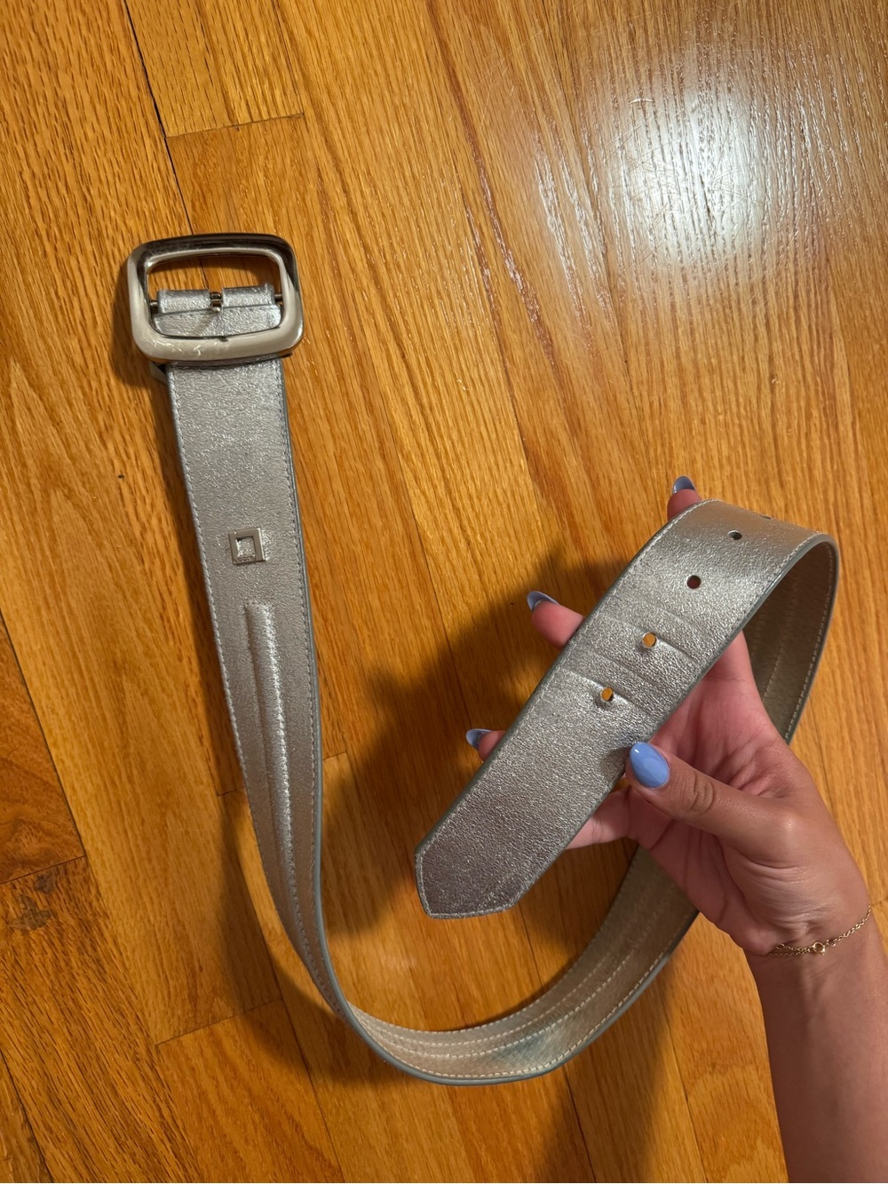 Lodis Metallic Silver Leather Belt
